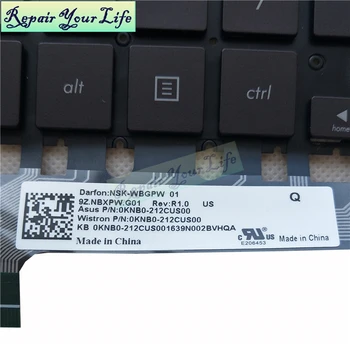 Nešiojamas klaviatūros ASUS UX430 UX430U UX430UA UX430UQ UX305UAB JAV anglų juoda be rėmelio naujas 9Z.NBXPG.G01 0KNB0-212CUS00