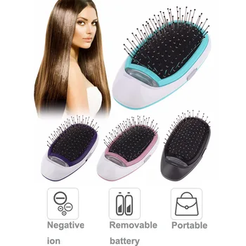 Nešiojamieji Elektriniai Joninių Hairbrush Mini Neigiamų Jonų Šukos Detangler Šepečiai Plaukų Formavimo Anti-static, Anti-frizz Plaukų Šepečiai