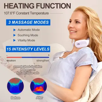 Nešiojamų Kaklo Massager su Šilumos Pažangi Belaidžio ryšio Įrangos Giliųjų Audinių Masažas Trigger Point Office Home Sport Travel