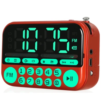Nešiojamų Mini FM Radijas Stereo Garsiakalbiai Muzikos Grotuvas Apšvietimo Mygtuką Laikrodis