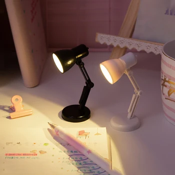 Nešiojamų mini LED stalo lempa mielas naktiniai darbalaukio naktį šviesa įrašą skaitymo šviesos mygtuką baterija