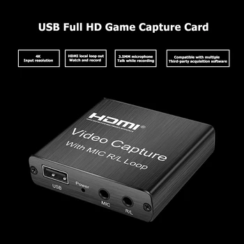 Nešiojamų Mini USB 2.0 HDMI Užfiksuoti Kortelės, Garso ir Vaizdo Įrašymo Box Kameros Žaidimo vaizdo Kameros DVD Live Transliacijos Žaidimas Live Kortelės