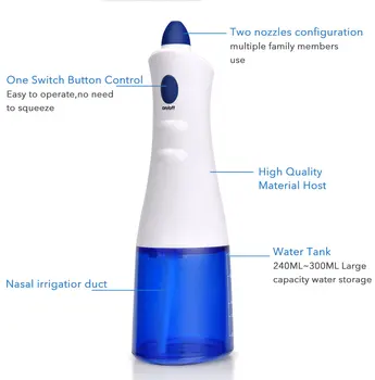Nešiojamų Nosies Švaresnės Elektros Nosies Drėkinimo 300ml Nosies Plovimo Sistema Nosies Skalavimo Plovimo Mašina Neti Puodą Suaugusiems Vaikas
