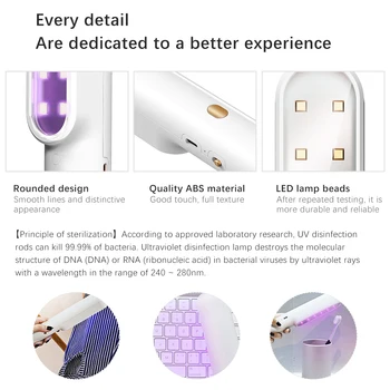 Nešiojamų UV dezinfekavimo priemonės Lazdelė Ultravioletinių Dezinfekavimo Lempa USB Įkrovimo Sterilizer uv-C Šviesos Home Office Dezinfekavimas