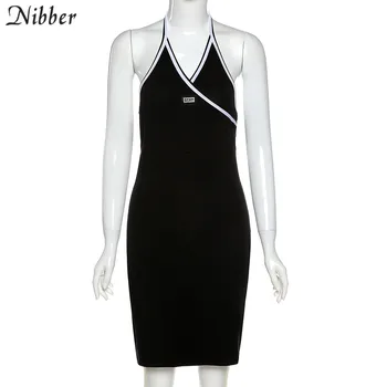 Nibber stora apynasrio medvilnės mini suknelė vasaros gatvės mados Gotikos sleevelesswear 2020 paprastas veiklos atsitiktinis moteriška šalis suknelė