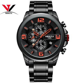 NIBOSI Kvarcas/Sportiniai Laikrodžiai vyriški Žiūrėti Prabangos Prekės Vandeniui Karinės Armijos Žiūrėti Nerūdijančio Plieno Didelis Laikrodis Vyrų Verslo