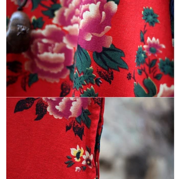NINI STEBUKLŲ, Pavasarį, Rudenį Spausdinti Suknelė Moterims Medvilnės Skalbiniai Prarasti Tautos Stiliaus Suknelės Moterų V-kaklo Derliaus Retro Drabužius Suknelė