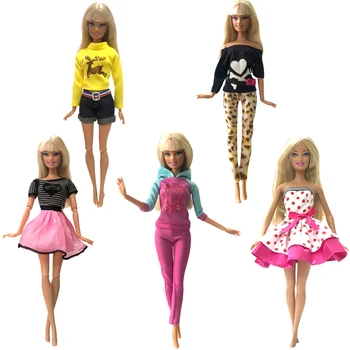 NK 2020 5 Vnt/Set Sumaišykite Lėlės Kilnus Suknelė Gražus Rankų darbo Partijos Drabužių Viršų Mados Suknelė Barbie Lėlės Mergaitėms Dovanų 024A