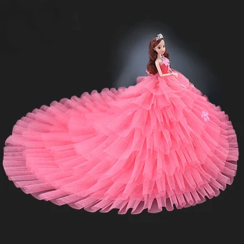 NK 2020 m. Princesė Lėlės Drabužiai Handmake Ilga Uodega Vestuvių Suknelė Mados Vakarą Šalies Aprangą Barbie Lėlės Priedai JJ