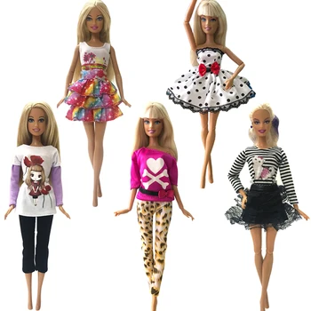 NK 5 Vnt/SET Princesė Apranga Mados Rankų darbo Casuals Stiliaus Drabužiai Kelnės Barbie Lėlės Mergaitės gimtadienis-Geriausia Dovana vaikams