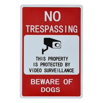 No Trespassing Saugokitės šunų Metalo Įspėjamasis Ženklas vidaus Arba Lauko Naudojimui Namų Verslo CCTV Saugumo Kameros