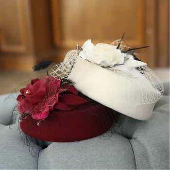 Noble Vilnos Fedoras Skrybėlę Moterų Skrybėlių Mados Lankas-Mazgas Bžūp Derliaus Elegantiška Moteriška Kepurė Prekės Minkštas Merginos Chapeu Gazas Oficialų Skrybėlę