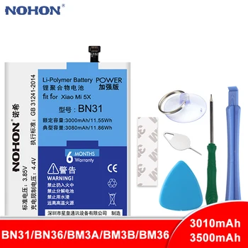 NOHON BN31 BN36 BM3A BM3B BM36 Baterija Xiaomi Mi 5X 6X 5S Mix2 Note3 Sumaišykite 2 3 Pastaba Pakeitimo Polimero Batteria + Nemokamas Įrankiai