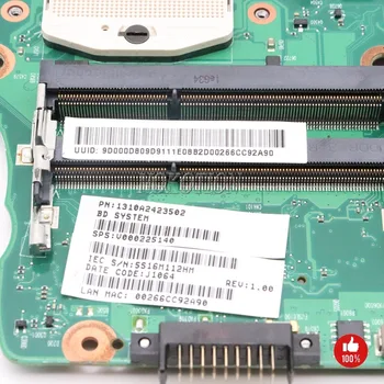 NOKOTION 6050A2423501-MB-A02 V000225140 Pagrindinė plokštė, Skirtas toshiba satellite C650 nešiojamas plokštė HM65 DDR3 visiškai išbandytas