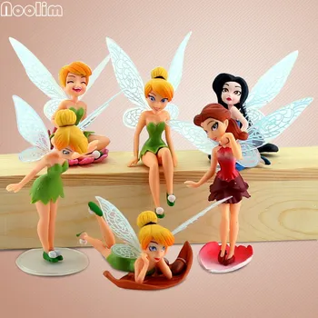 NOOLIM 6 Vnt/Set Flower Fairy Statulėlės Animacinių filmų Angelas Miniatiūriniai Pasakų Sodo Kraštovaizdžio Ornamentu Minkštas Tortas Dekoro Kepimo Įrankis
