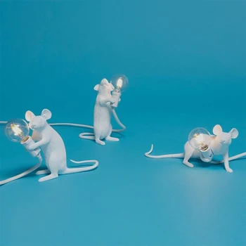 Nordic Industrial Stiliaus Mini Pelės Lempos Mielas Naktį Šviesos Dervos Gyvūnų Pelės LED Stalo Lempa Namų Apdailos Lentelės, Naktiniai staleliai, Lempa