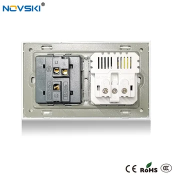 NOVSKI Pop ES Standartinį elektros Lizdą Pakilti Dual USB Įkrovimo Kištuką Paslėptas Minkštas LED 1 Gaujos 1 Būdas PC Panel On / Off Šviesos Jungiklis
