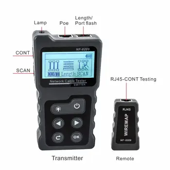 Noyafa NF-8209 PoE Switch Bandymo CAT5 CAT6 Kabelį Tracker Lan Testeris Tinklų Wiremap Testeris Įrankiai, LCD Ekranas, 