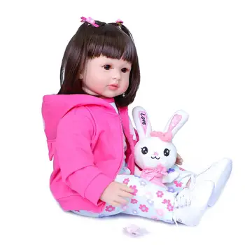 NPK 60CM baby girl lėlės Boneca Atgimsta bamblys Minkšto Silikono medžiaga įstaiga Tikroviška Bebe lėlės Reborn dviejų plaukų spalvos žaislas