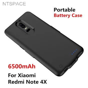 NTSPACE 6500mAh Išorės Baterija Bankų Apmokestinimo Atveju Xiaomi Redmi Pastaba 4X Baterija Atveju Nešiojamų Powerbank Padengti Atveju