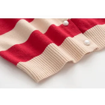 Nuo 3 iki 8 metų vaikai big mergaičių mados dryžuotas atsitiktinis megzti megztinis megztinis kailis vaikų mados rudens-žiemos megztinis drabužiai