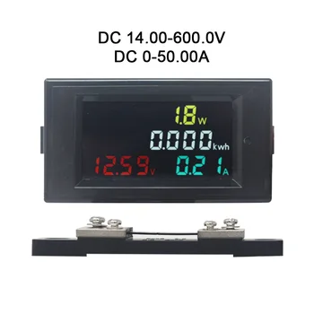 Nuolatinės SROVĖS Elektros Energijos Skaitiklis Stebėti Voltmeter Ammeter 4 1 DC 14.00-600.0 V 20A/50A/100A Volt Amp Vatų KWH Stebėti