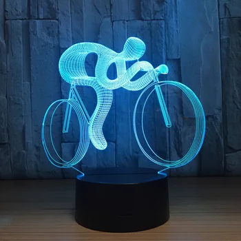 Nuostabios Dovanos LED Stalo Lempa 3D Dviračių Formos Lempa 7 Spalvų Keitimas USB Deco Žibintai naktinė lempa, kaip Namų Dekoro Nemokamai Dropship