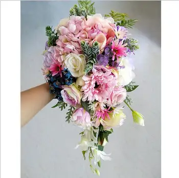 Nuotakos Puokštė De Mariage Dirbtinės Gėlės, Krioklys, Vestuvių Puokštės Su Crystal Nuotakos Puokštės SPH050