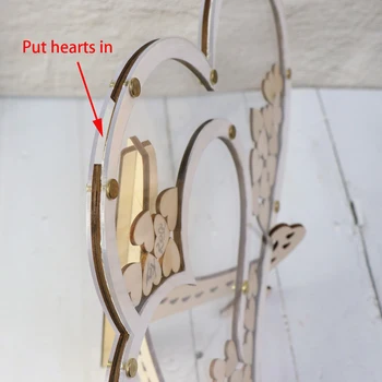 Nustatyti 3D Dvigubo Širdies Svečių Knyga Vestuvių Dekoravimas Kaimiškas Saldaus Širdies Drop Box Vestuvių Drop Box Svečių Medinėje Dėžutėje