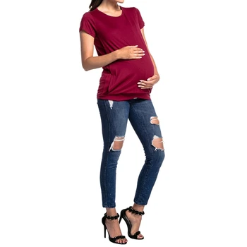 Nėštumo, Maitinimo Krūtimi Tees Marškinėliai Trumpomis Rankovėmis Motinystės Slaugos Viršūnes Drabužiai Moterims Dėvėti Drabužių Feedding