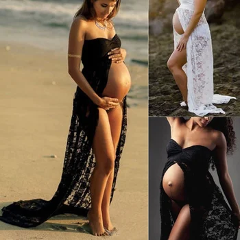 Nėščios Moterys, Priekiniai Padalinta Ilgas, Maxi Motinystės Suknelė Suknelė Foto Fotografijos Prop