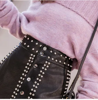 Odinis sijonas trumpas ilgis moterų 2020 m. rudens ir žiemos naujas mados kniedės paketo klubo sijonas aukštu juosmeniu-line šortai