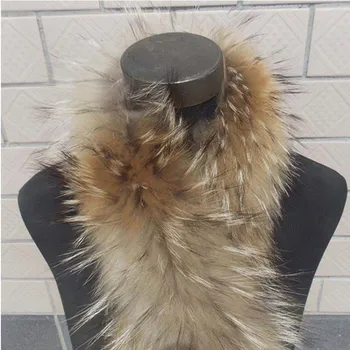 Odos, kailių apykaklės, autentiškas meškėnas, plaukų skara 70 cm kailio apdaila žemyn kailio kailiniai juostelės / gobtuvu meškėnas apykaklės L9