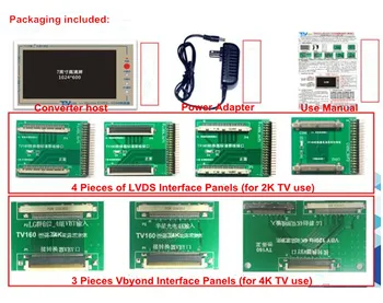 Offcial TV160 7 Full HD LVDS Ruožtu VGA (LED/LCD) TV Plokštės Testeris Įrankiai Konverteris (Rodyti Versija) su Septynių Adapteriai
