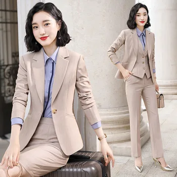 Oficialią dėvėti moteriški kostiumai verslo moterų 2019 m. rudenį naujų verslo mada korėjos temperamentas darbo drabužiai kostiumas kostiumas