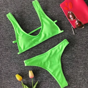 OMKAGI Brazilijos Bikini maudymosi Kostiumėliai Moterims Aukšto Juosmens maudymosi kostiumėlį, Kietas Seksualus maudymosi kostiumėlį Biquini Push Up Bikinis Nustatyti Biquinis Feminino 2019