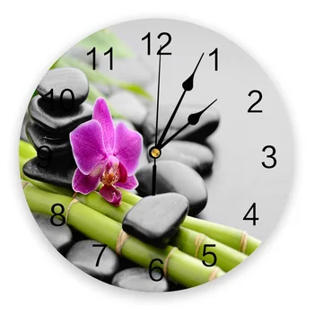 Orchidėja Bazalto Akmens Bambuko Modernus Dizainas, Laikrodžiai, Sieniniai Žiūrėti Sienos Kabo Meno Kūrybos Namų Kambarį Dekoro