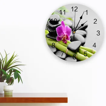 Orchidėja Bazalto Akmens Bambuko Modernus Dizainas, Laikrodžiai, Sieniniai Žiūrėti Sienos Kabo Meno Kūrybos Namų Kambarį Dekoro