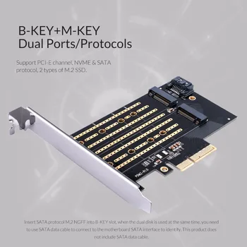 ORICO M. 2 NVME PCI-E 3.0 X4 Plėtimosi Kortelės Dvejopo Kanalų Dual Prievadai palaiko PCI-E Kanalo NVME Ir SATA Protokolai 4TB Max