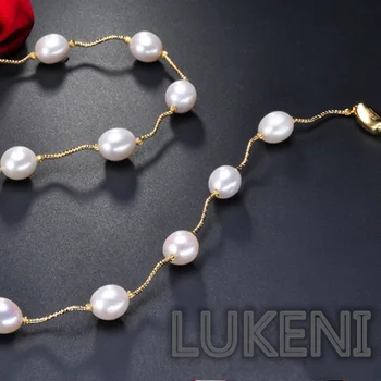 Originali pavasario ir vasaros Mados dizaino Big 8-9 Natūralių perlų Vėrinį Mados perlų papuošalai moterims