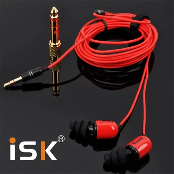 Originalus ISK SEM6 Raudona Ausinių Aukštos kokybės Profesionalus In-ear Stebėti HIFI ausines 3,5 MM+6,3 MM stereo bass už DJ Studio