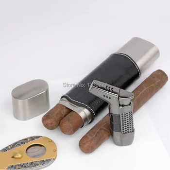 Originalus Juodas Driežas Modelis Veršiena cigarų vamzdis 2 pirštus kelionės cigarų atveju Kempingas cigarų turėtojas partable cigarų humidoras
