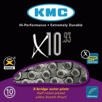 Originalus KMC X10-93 10 Greičio Grandinės Kelionėse KMC 116 Nuorodos Pusė Nikeliuotas Dviračių 10S Grandinės + KMC Trūkstama
