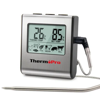 Originalus ThermoPro TP-16 Didelis LCD Skaitmeninis Gaminimo Virtuvės Maisto Mėsos Termometras, skirtas GRILIS Orkaitė Grilis Rūkalius vidinis Laikrodis Laikmatis