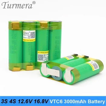 Originalus vtc6 3000mah baterijos 18650 3 12,6 v 4s 16.8 v baterija atsuktuvas baterija su suvirinimo litavimo juostos pritaikyti nov7