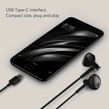 Originalus Xiaomi Pusė In-Ear Ausinės USB Tipo C Vielos Kontrolės Ausinės Hi-Res Mijia Garso Mikrofonas Dual Vienetas Sporto Mic Ausinės