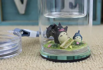 OUSSIRRO Totoro Animacinių filmų Stiklo Kūrybos Vaisių Nešiojamų Geriamojo Taurės Studentų Mielas Virvę Teacup Vyrų ir Moterų