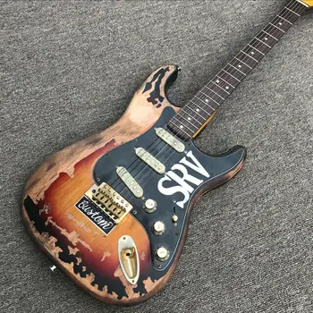 Padaryti senas Vintage Sunburst lieka st Elektrinės gitaros, rankų darbo SRV amžiaus st Guitarra su alksnis įstaiga