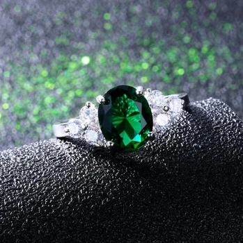 Pagamintas iš Sidabro 925 Papuošalai Žalias Smaragdas Brangakmenio Žiedai Moterims Bizuteria Anillos Prabanga Zirconia Žiedus su deimantais Moterims