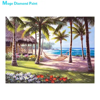 Pajūrio Peizažas Diamond Tapybos Vaizdingos Visiškai Gręžimo Coconut Beach House Nouveaute 